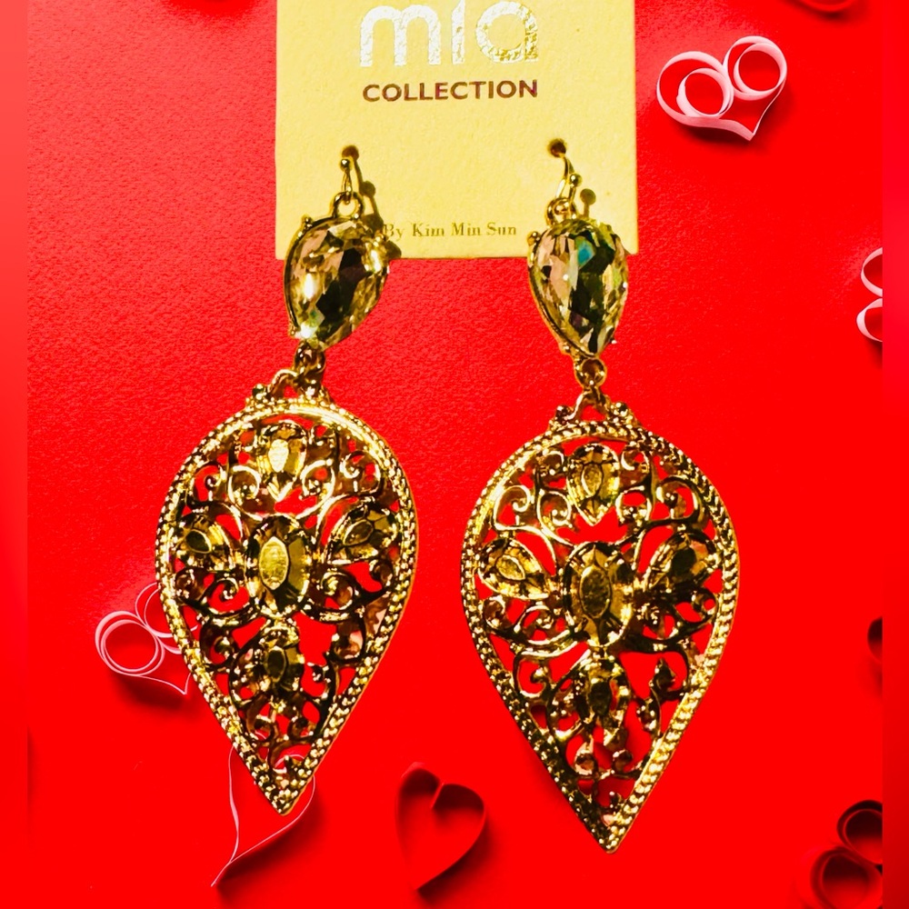 Gold Drop Earrings - Picture 2 of 5